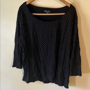 Kim Rogers Black Blouse with White Dots
